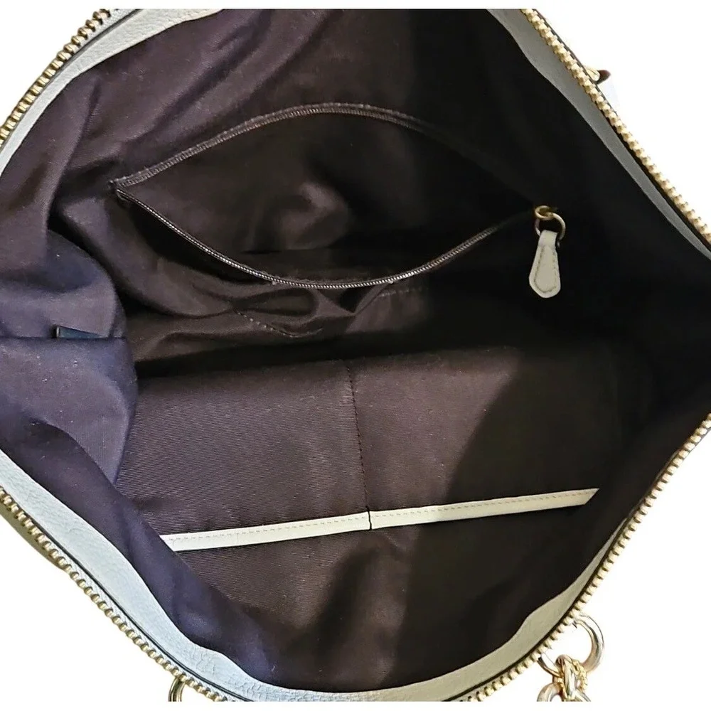 Coach Kelsey Satchel Chalk White Pebble Leather Handbag F59325‎ Gold Hardware